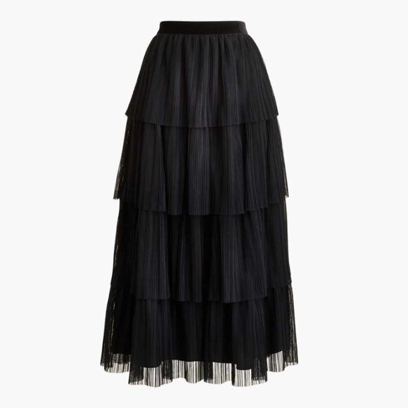 New women's XS S M L XL J Crew Factory black tulle tiered skirt - Picture 1 of 8